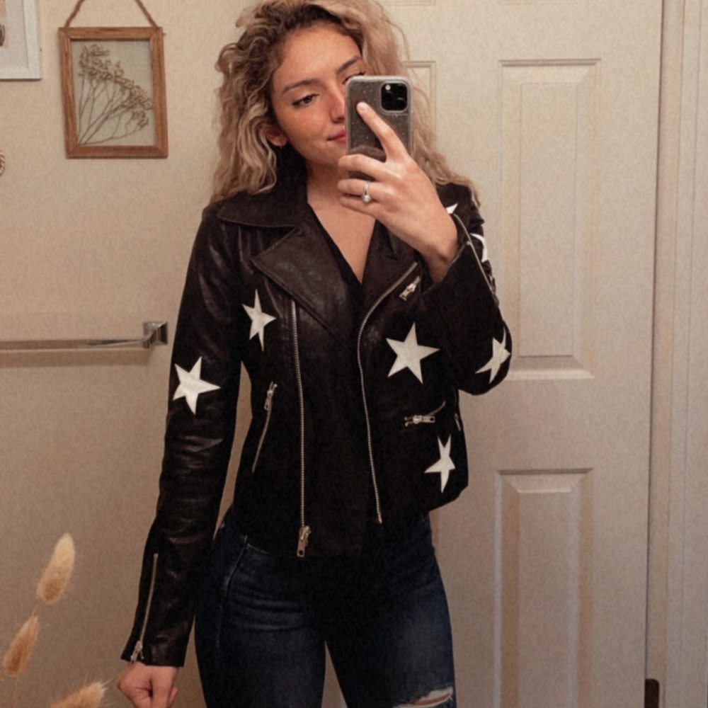 Leather Star Motto Jacket